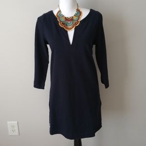 J.Crew Navy Blue Tunic Shirt Dress V-Neck Sz Small